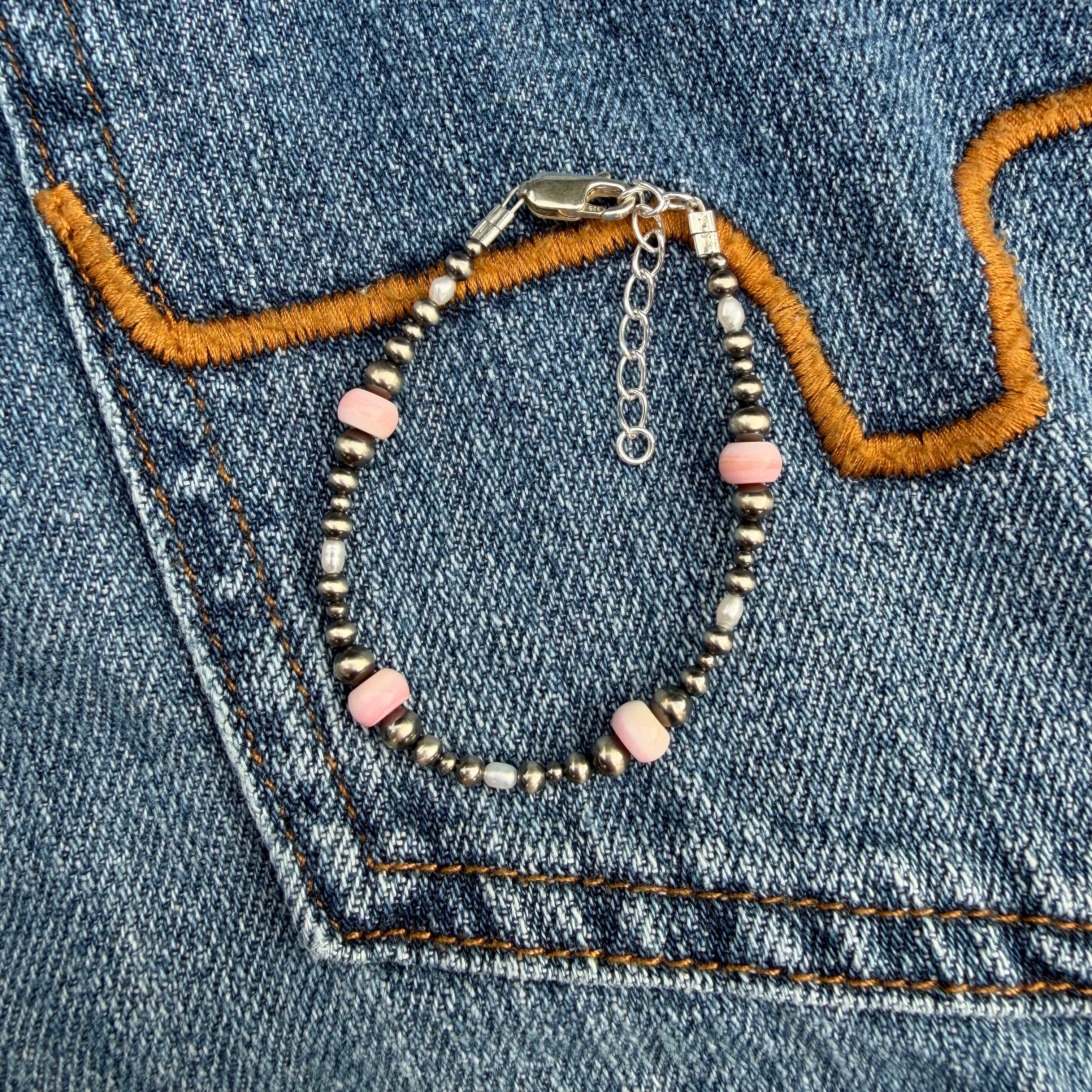 Freshwater Pearl & Pink Conch Bracelet